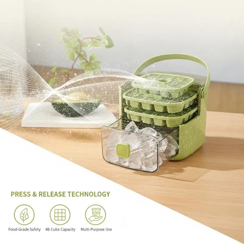 Hot!Food Grade 48 Grid Double Layer Ice Cube Tray Reusable Leak Proof Ice Mold for Home Bar Cocktail Use
