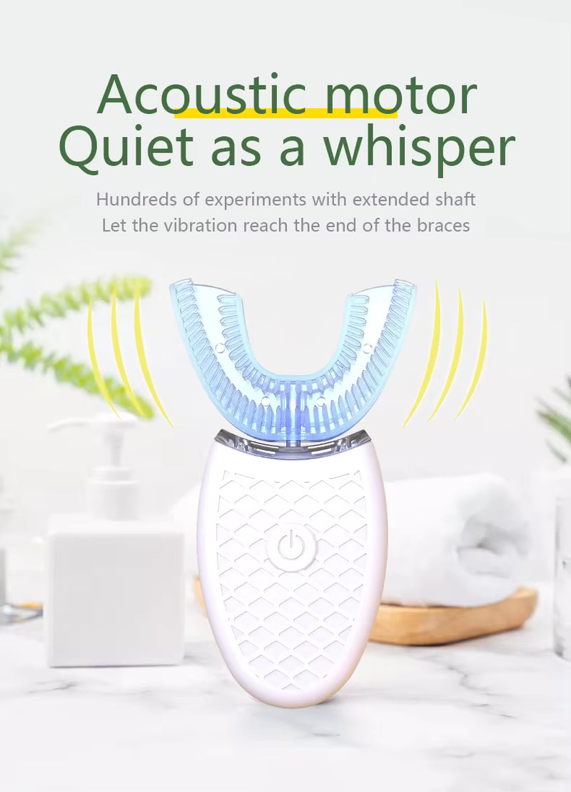 Electric Toothbrush for Adult Automatic USB Charge U-Shaped Sonic Wave Toothbrush 360 Degrees Intelligent Rechargeable Toothbrus