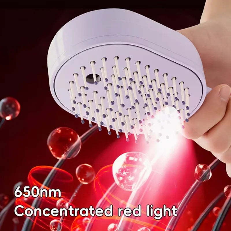 Multifunctional Red Light Spray Massage Comb Hair Care and Anti-Short-Tempered, One-Button Cleaning Tangled Hair and Deeply Nour