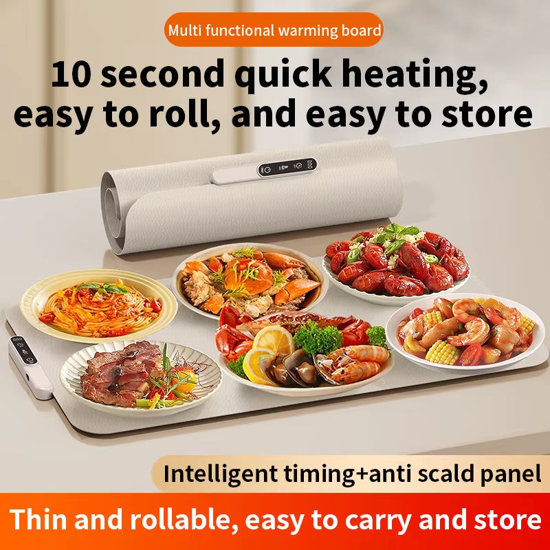 Electric Warming Tray Food Warmer Plate Foldable Portable Smart Food Fast Heating Mat Electric Warming Tray Food Warming Board